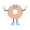 Groovy hippie donut. Cartoon character in trendy retro style.