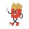 Groovy hippie french fries. Cartoon character in trendy retro style.