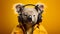 Groovy Koala with Headphones on Yellow Backdrop