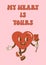 Groovy lovely heart retro poster. Groovy retro heart. Hippie happy heart in retro cartoon style.Valentines Day. Vintage heart