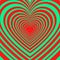 Groovy Neon Green Red Hypnotic Psychedelic Heart Y2K Pattern