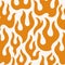 Groovy Orange Flame Seamless Pattern. Abstract Fire Vector Background in 1970s Hippie Retro Style