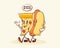 Groovy Pizza and Hotdog Retro Characters Drawing. Cartoon Food Slice and Wiener Sausage Walking and Smiling. Vector Fast