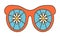 Groovy, psychedelic sunglasses in 70s retro hippie style.