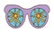 Groovy, psychedelic sunglasses in 70s retro hippie style.