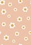 Groovy retro daisy flowers background. Groovy flowers seamless pattern. Groovy floral pastel wallpaper with flowers
