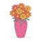 Groovy retro vase with flowers. 70s hippie psychedelic clipart