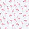 Groovy seamless pattern with flamingo on grid distorted background. Hippie aesthetic print for fabric, paper, T-shirt.