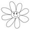 Groovy Smiley Flower Hippie. Positive 70s retro smiling daisy