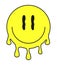 Groovy smiling faces vector. Retro doodle dripping emoji. Funny LSD, surreal, techno, melting face sign. Acid, trippy