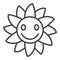 Groovy Smiling Flower vector simple linear icon or symbol