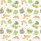 Groovy st patrick's day seamless pattern, cute retro cartoon doodle repeatable background