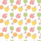 Groovy st patrick's day seamless pattern, cute retro cartoon doodle repeatable background