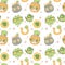 Groovy st patrick's day seamless pattern, cute retro cartoon doodle repeatable background