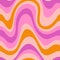 Groovy Waves Seamless Pattern. Psychedelic Abstract Curved Vector Background in 1970s Hippie Retro Style