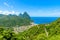 Gros and Petit Pitons near village Soufriere on Caribbean island St Lucia - tropical and paradise landscape scenery on Saint Lucia