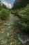 Grossarler Ache river in sunny cloudy morning in Austria