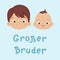 `Grosser Bruder` hand-drawn vector lettering in German, in English means `Big Brother`