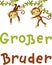 `Grosser Bruder` hand-drawn vector lettering in German, in English means `Big Brother`