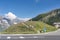 Grossglockner, Austria - Aug 8, 2020: Rest place hill on High Alpine Taxenbacher Fusch road