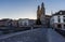 Grossmunster Church by limmat river in Zurich old town at night