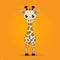 Grotesque Caricature: A Cute Giraffe On An Orange Background
