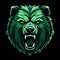 Grotesque Ogre Mascot: Scary Brown Bear Logo In Green Color