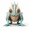 Grotesque Robot Frog Detailed 3d Rendering With Cyan And Brown Tones