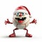 Grotesque Santa Hat Baseball Ball 3d Character With Red Nose