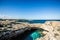 The Grotta della Poesia in the Puglia region of southern Italy with a clear view of the sea