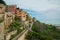 GROTTAMMARE, ITALY - MAY 12, 2023: Panoramic view of Grottammare medieval village over adriatic sea