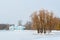 Grotto Pavilion on pond, snowfall, Tsarskoye Selo