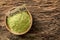 Ground green tea powder