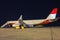 Ground handling of airliner in the night