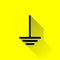 Ground icon, sign. Electrical symbol isolated on yellow background. ESD, EPA. Common ground point. Electrostatic