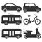 Ground transport silhouettes icons