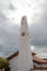 Ground view of Guatavita clocktower with grey sky