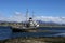 Grounded tug boat abandoned in Ushuaia Harbor