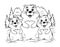 Groundhog Day coloring page. Coloring book family of beavers on the background of nature