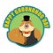 Groundhog day emblem. Groundhog in hat thumbs up and winks. Wood