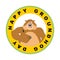 Groundhog day emblem. Groundhog thumbs up and winks. Woodchuck
