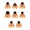 Groundhog day. Groundhog in Hat set emoji avatar. sad and angry