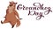 Groundhog Day hand written calligraphy text for greeting card. Funny groundhog sitting