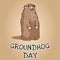 Groundhog Day postcard. Cute cartoon groundhog image