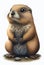 Groundhog portrait on white background. AI Generated