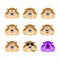 Groundhog set emoji avatar. sad and angry face. guilty and sleep