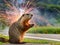 The groundhog is setting off fireworks, AI Generative