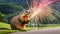 The groundhog is setting off fireworks, AI Generative