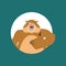 Groundhog thumbs up and winks. Woodchuck happy emoji. Groundhog