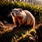 Groundhog, wild animal living in nature, part of ecosystem